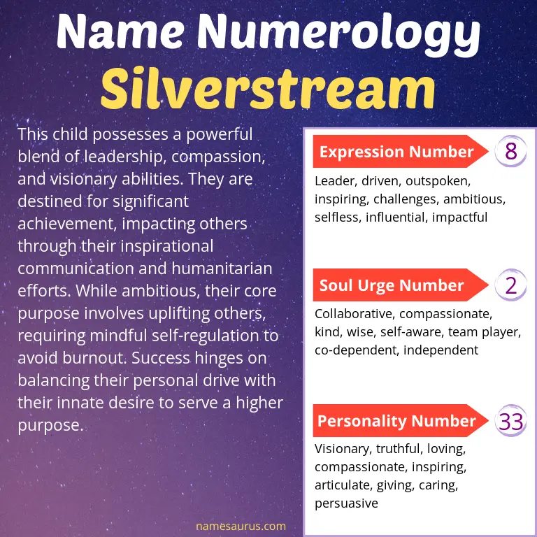 numerology of the name silverstream.