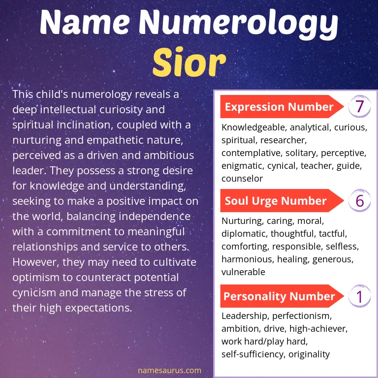 numerology of the name sior.