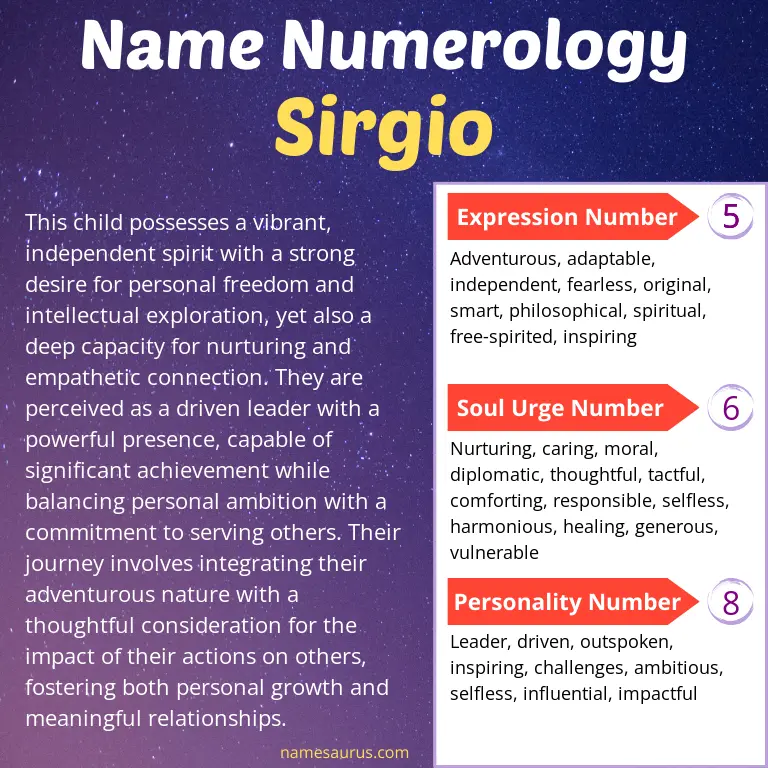numerology of the name sirgio.