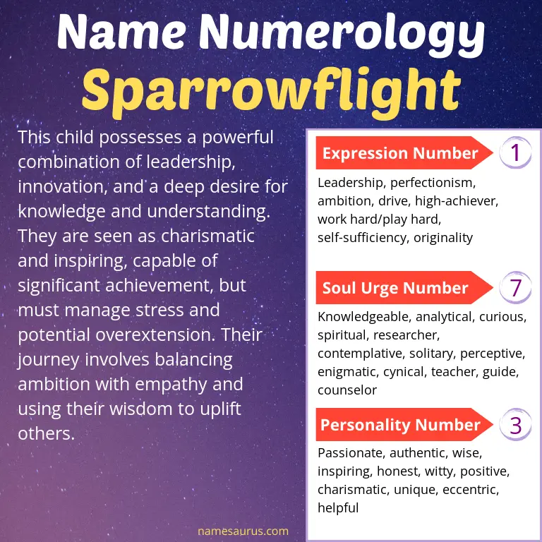 numerology of the name sparrowflight.