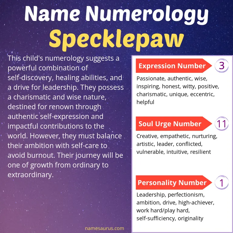 numerology of the name specklepaw.