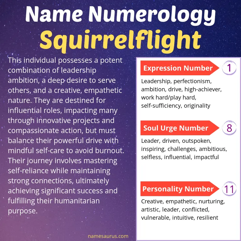 numerology of the name squirrelflight.