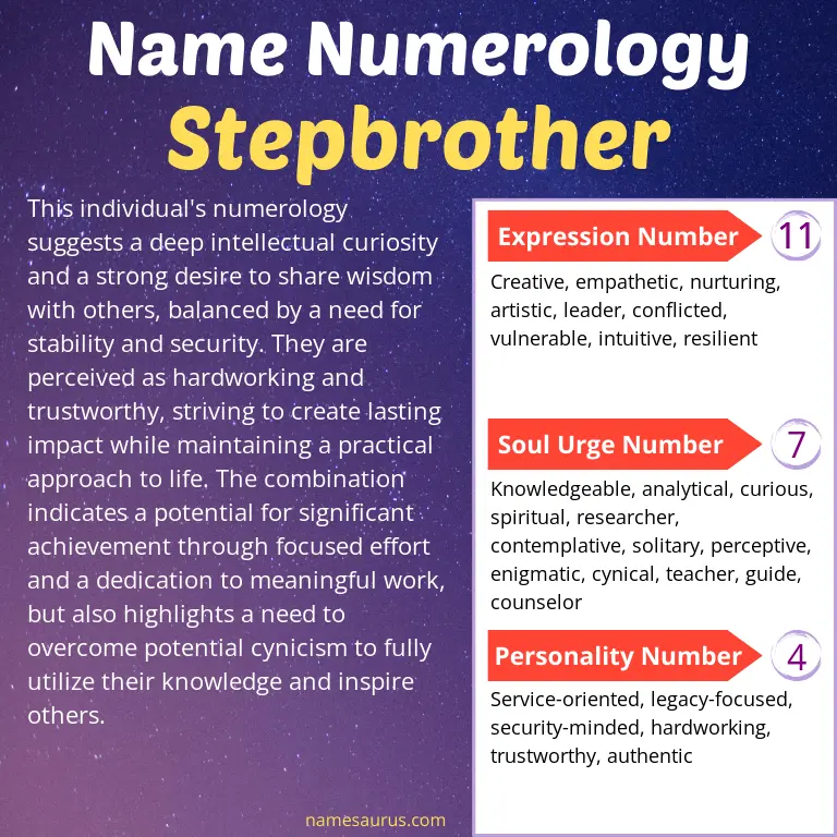 numerology of the name stepbrother.
