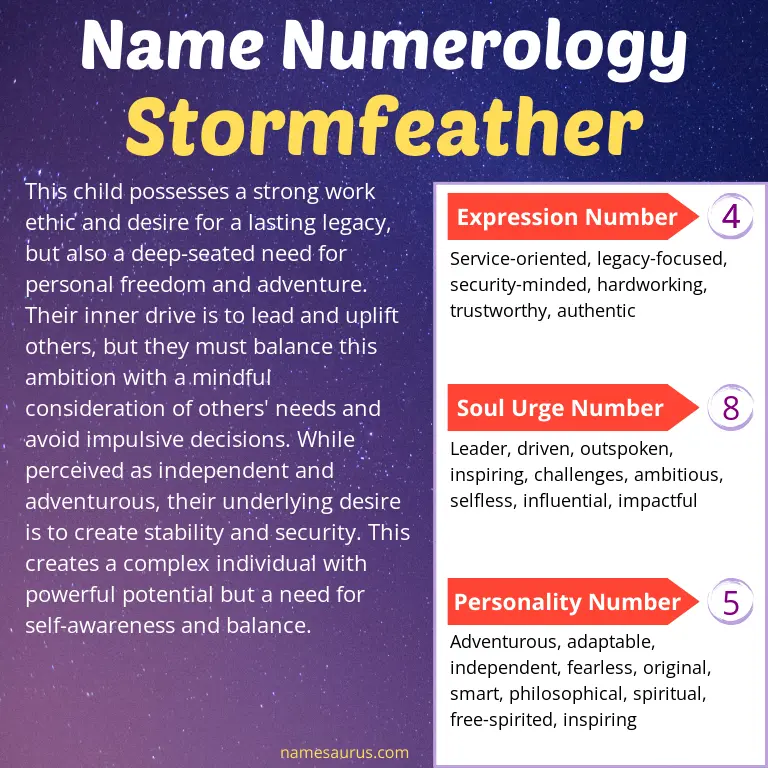 numerology of the name stormfeather.