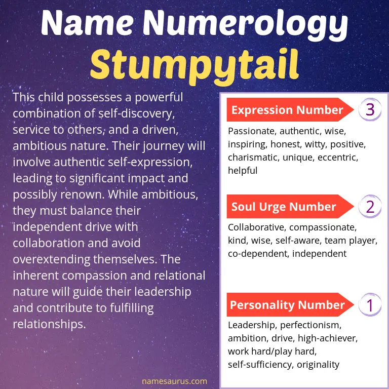numerology of the name stumpytail.