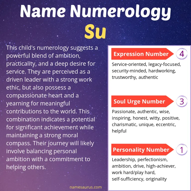 numerology of the name su.