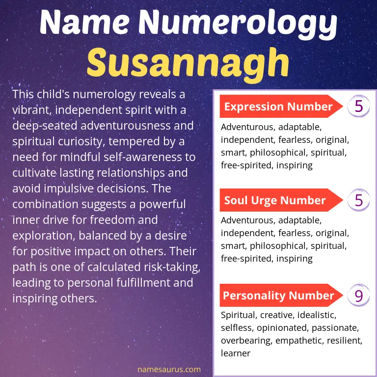 numerology of the name susannagh.