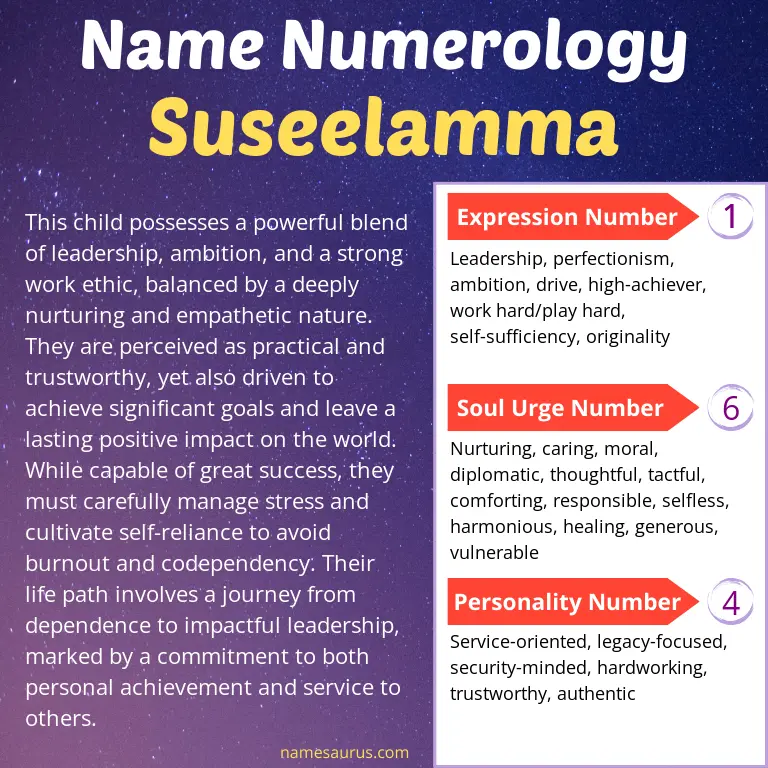 numerology of the name suseelamma.