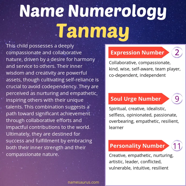 numerology of the name tanmay.