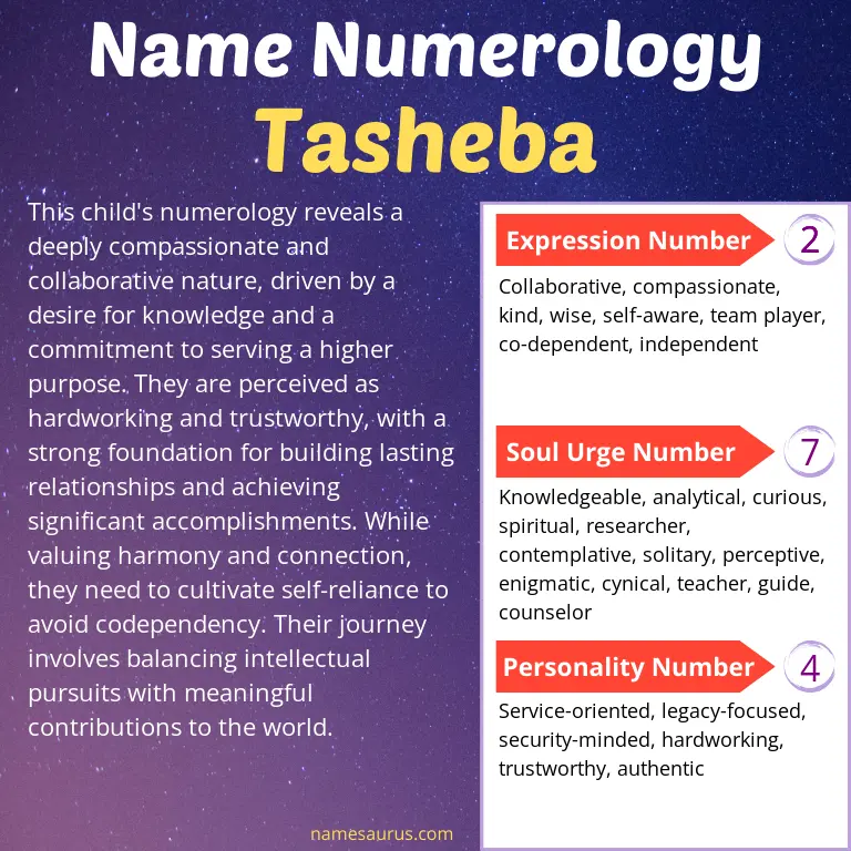 numerology of the name tasheba.