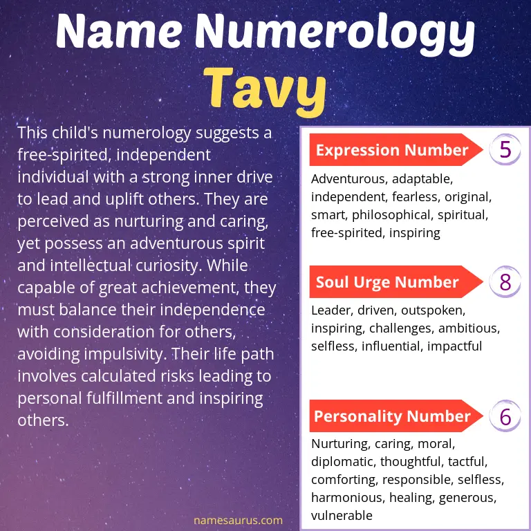 numerology of the name tavy.