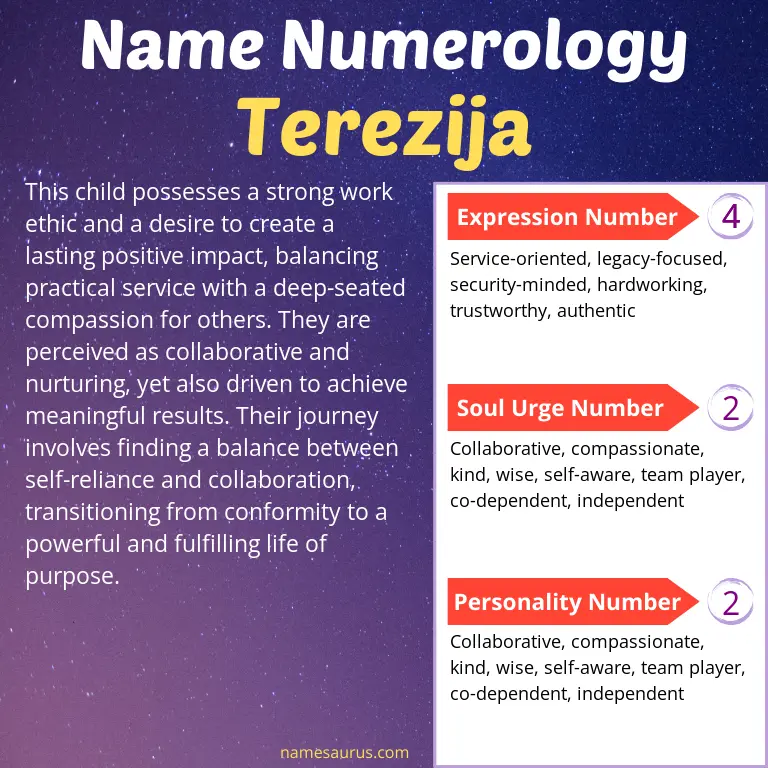 numerology of the name terezija.