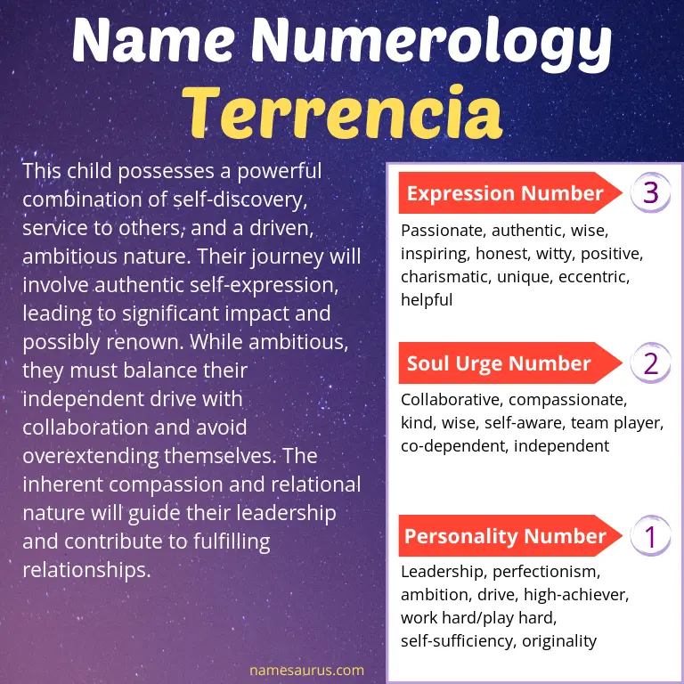 numerology of the name terrencia.