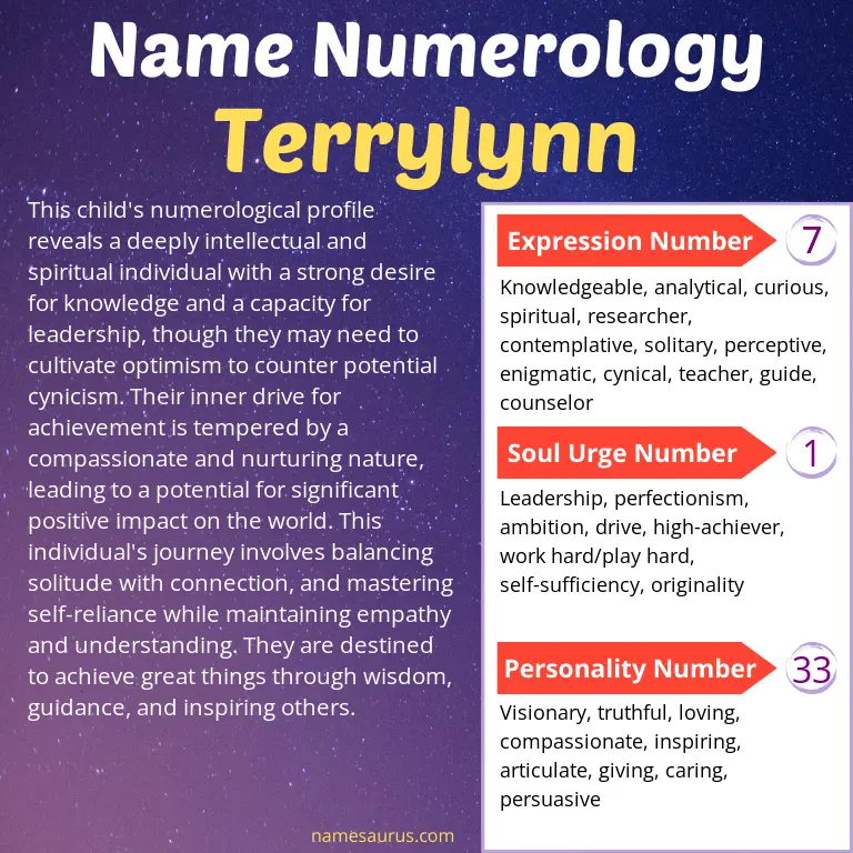 numerology of the name terrylynn.