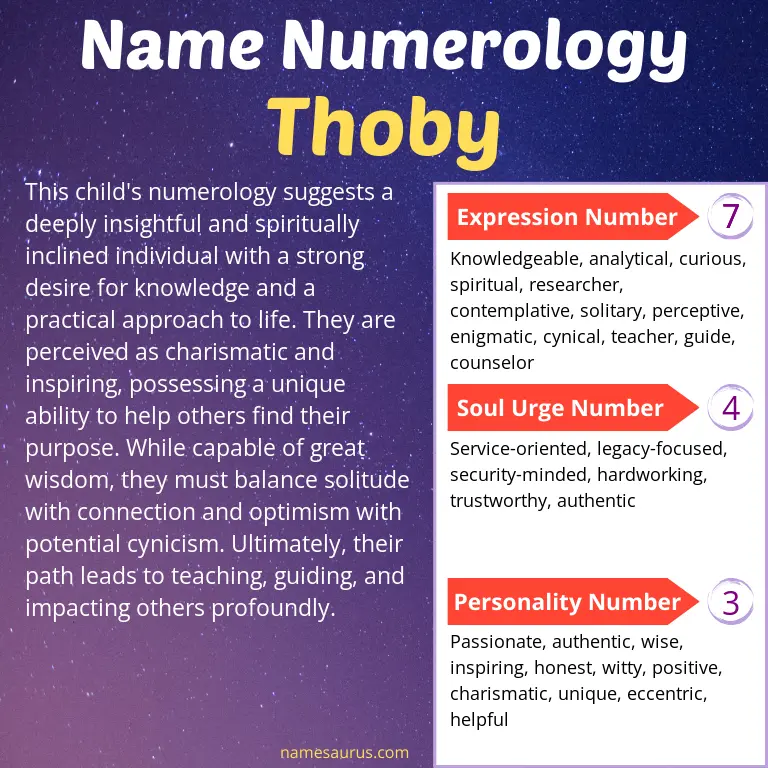 numerology of the name thoby.