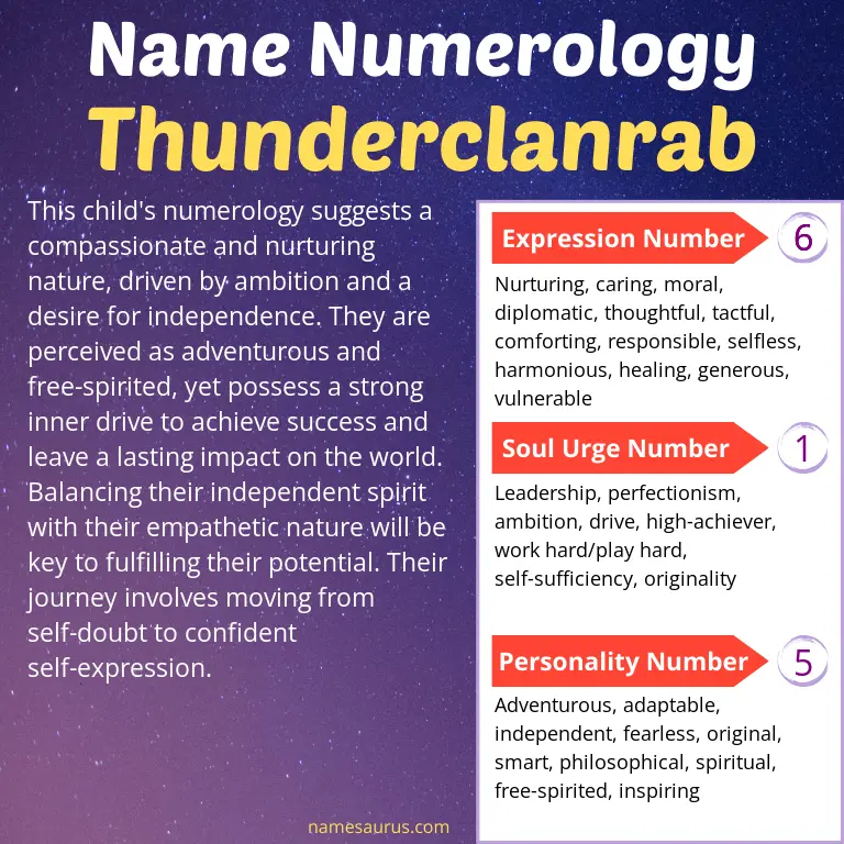 numerology of the name thunderclanrab.