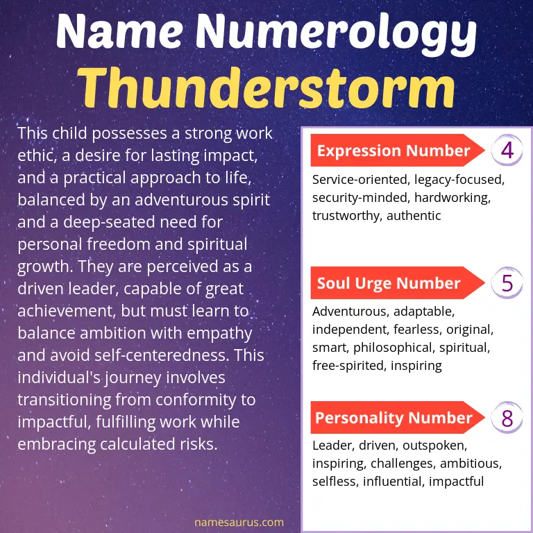 numerology of the name thunderstorm.