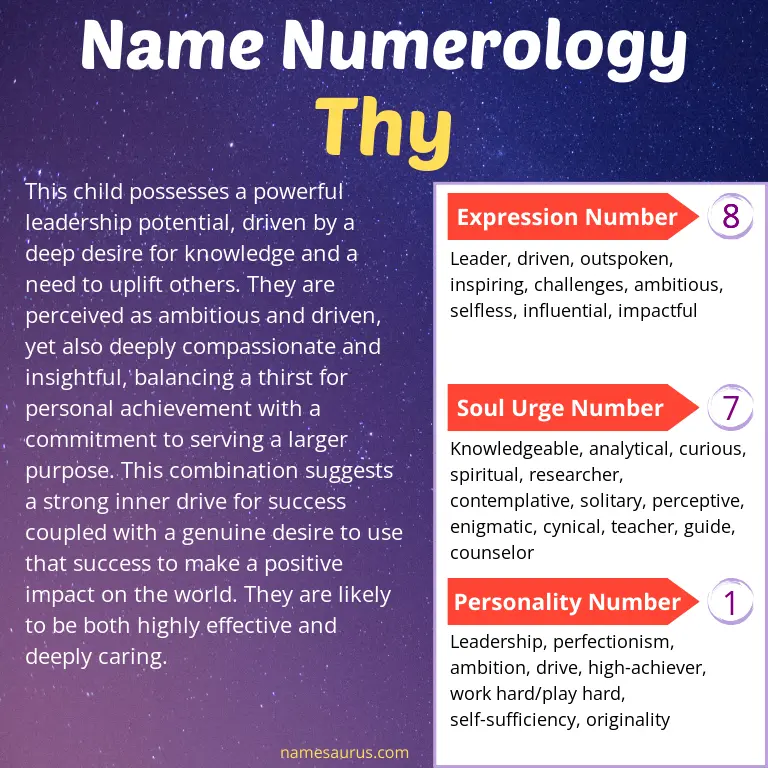 numerology of the name thy.