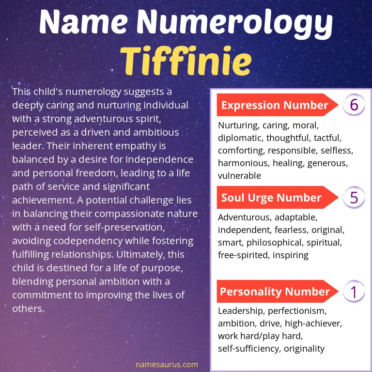 numerology of the name tiffinie.