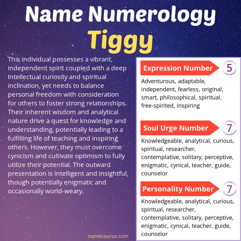 numerology of the name tiggy.