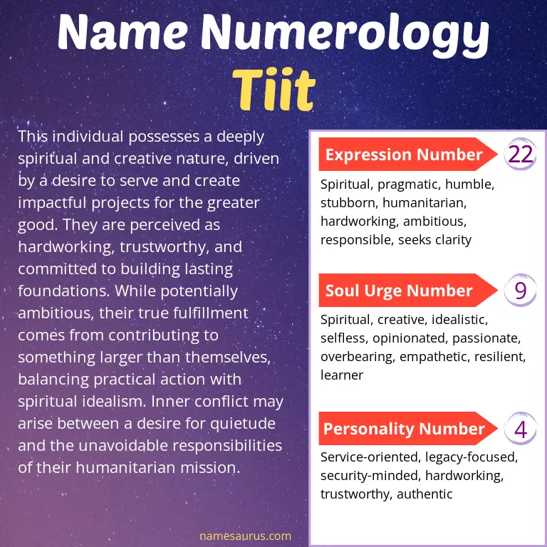 numerology of the name tiit.