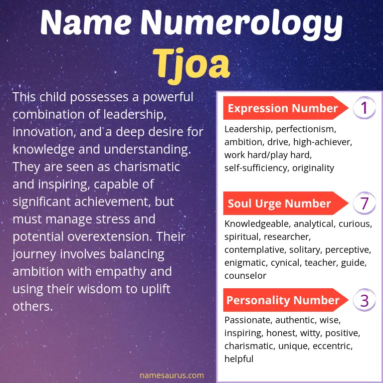 numerology of the name tjoa.
