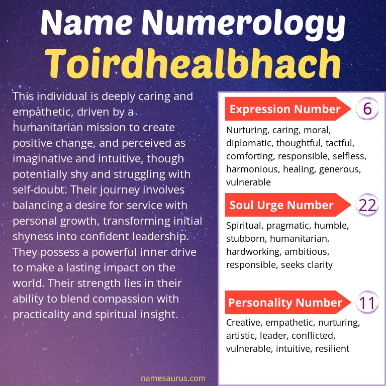 numerology of the name toirdhealbhach.