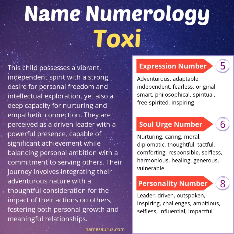 numerology of the name toxi.