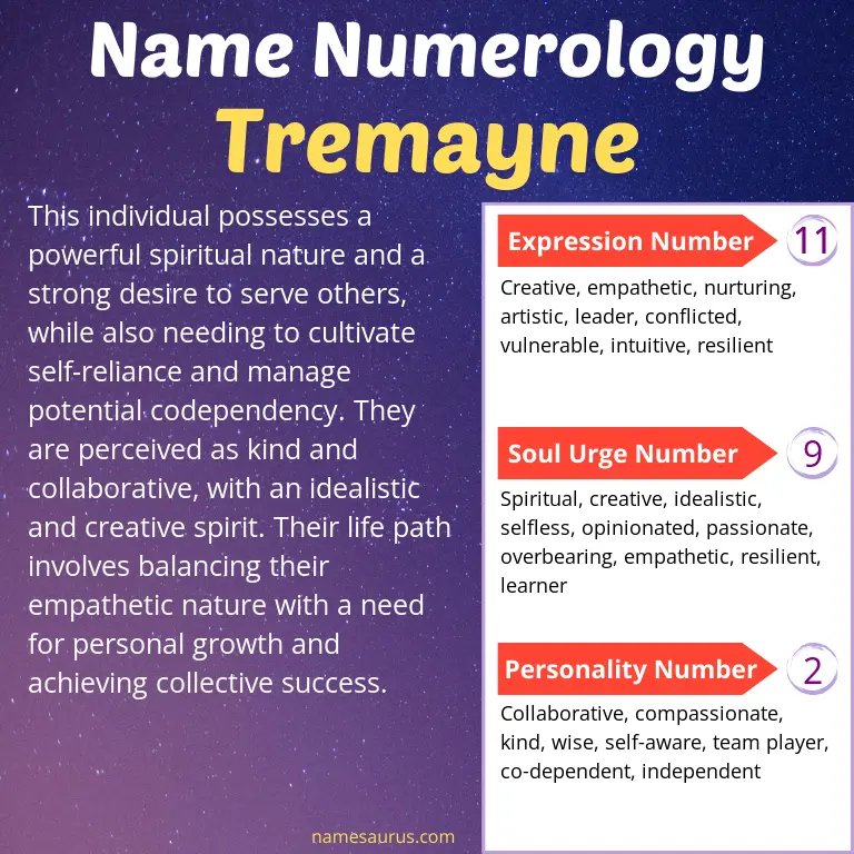 numerology of the name tremayne.