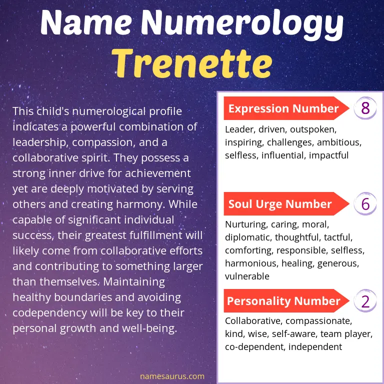 numerology of the name trenette.