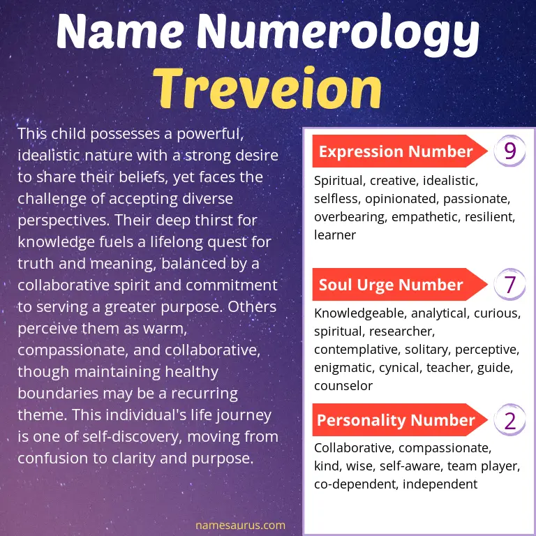numerology of the name treveion.