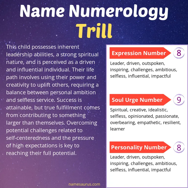 numerology of the name trill.