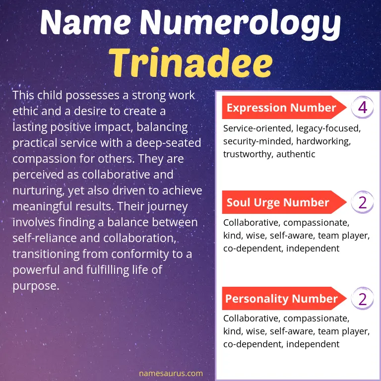 numerology of the name trinadee.
