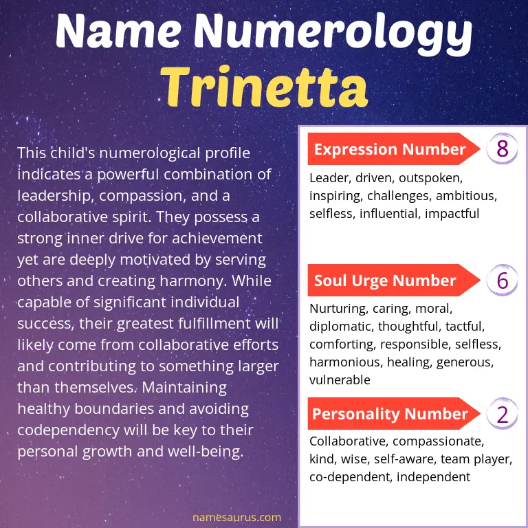 numerology of the name trinetta.