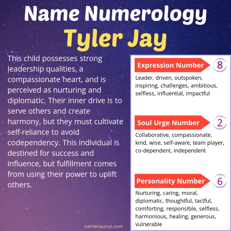 numerology of the name tyler jay.
