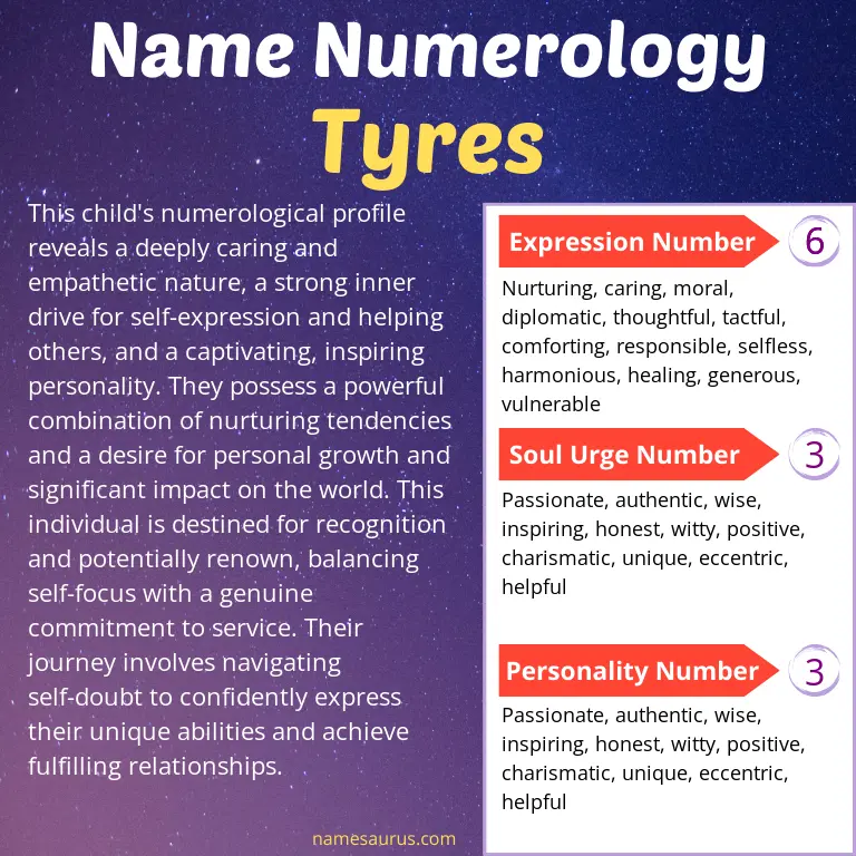 numerology of the name tyres.