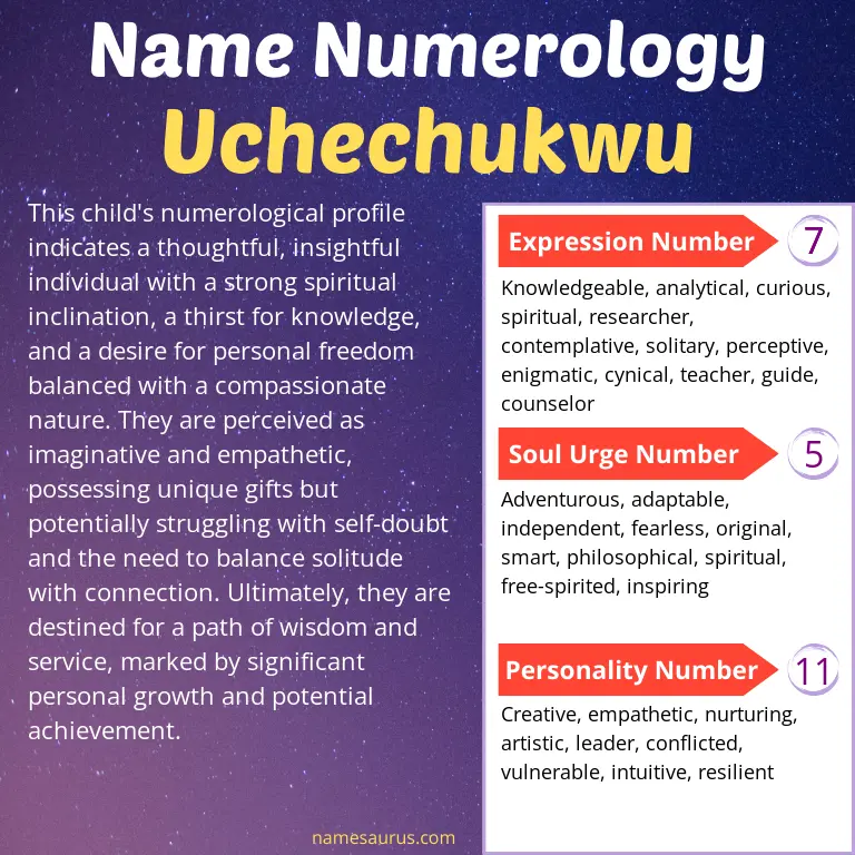 numerology of the name uchechukwu.