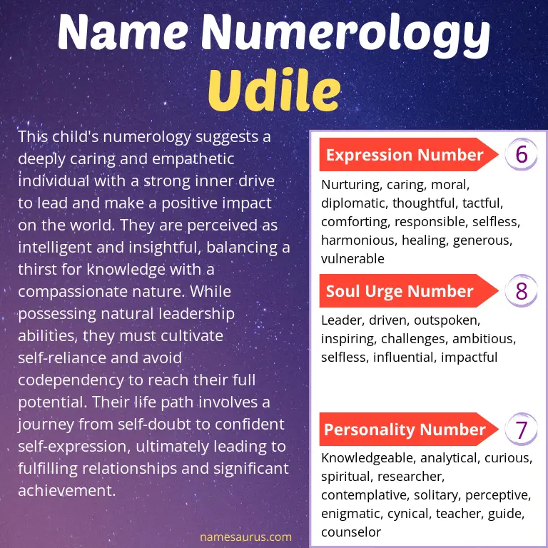 numerology of the name udile.