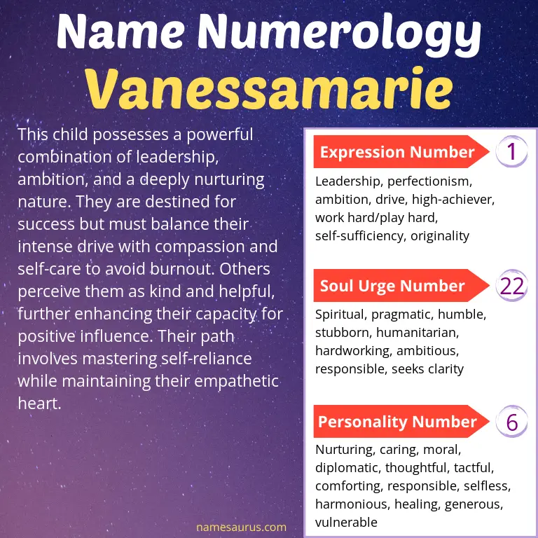 numerology of the name vanessamarie.