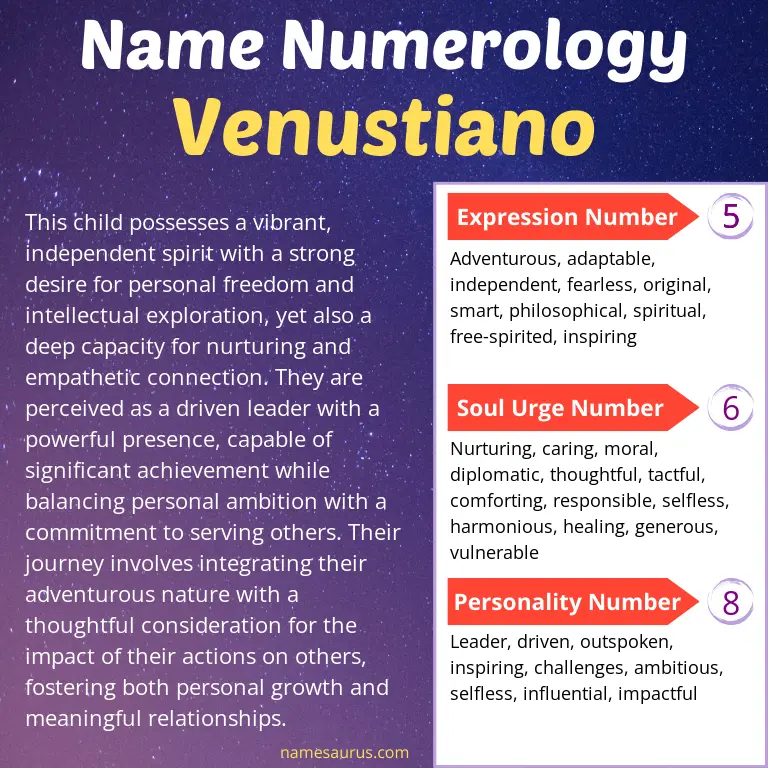 numerology of the name venustiano.