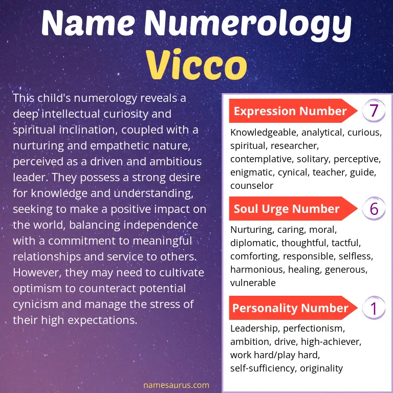 numerology of the name vicco.