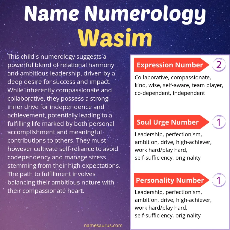 numerology of the name wasim.