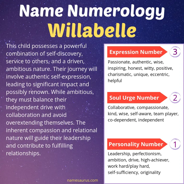 numerology of the name willabelle.