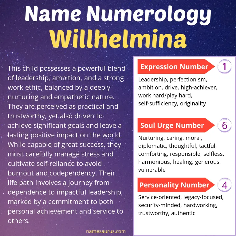 numerology of the name willhelmina.