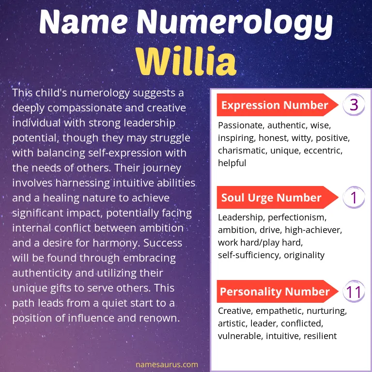 numerology of the name willia.