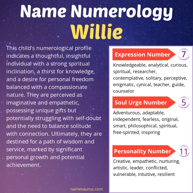 numerology of the name willie.