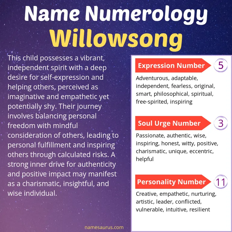 numerology of the name willowsong.