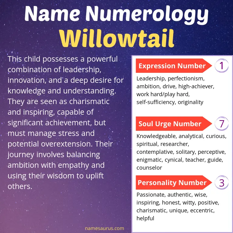 numerology of the name willowtail.