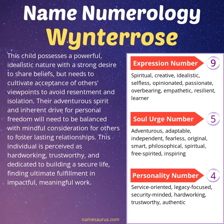 numerology of the name wynterrose.