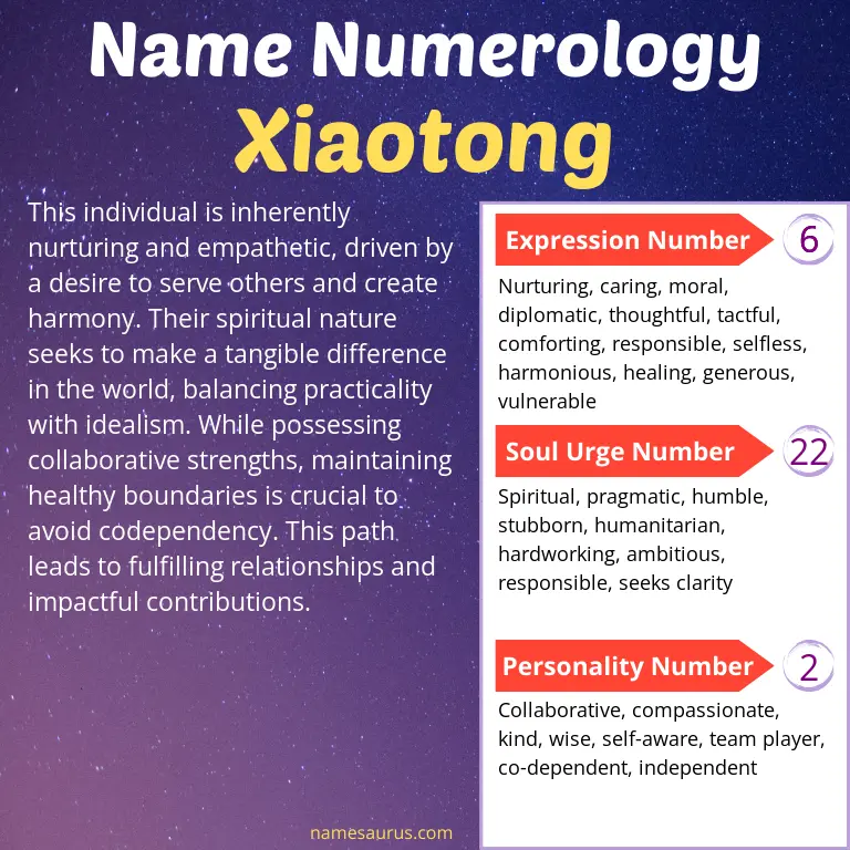 numerology of the name xiaotong.